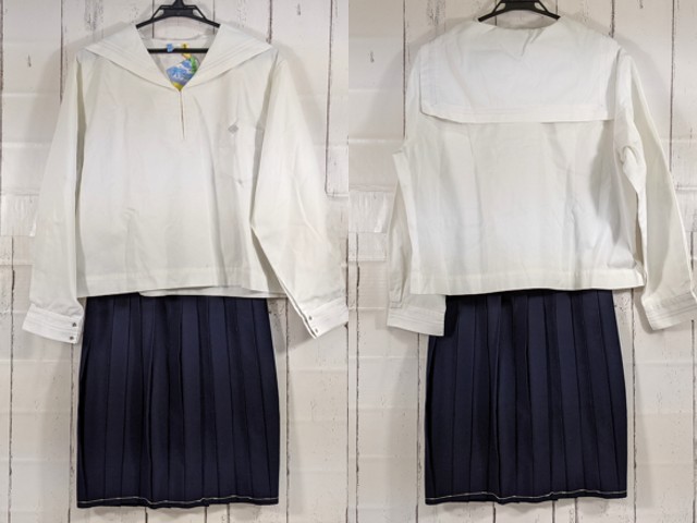 山口高校詰め襟上下 v82 山口県 山口中央高校 冬服セーラー服+冬服スカート+スカーフ