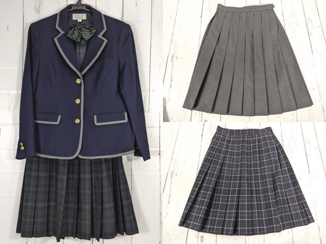 c55 東京都 上野学園高校 ブレザー+夏服・冬服スカート+リボン/yt4771