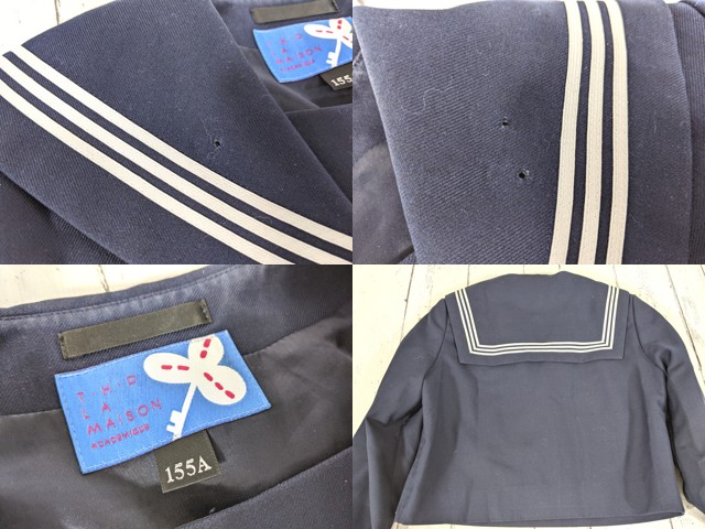 d68 東京都日野第二中学校 冬服・夏服セーラー服+夏服スカート+リボン/yt4963【18XJV】