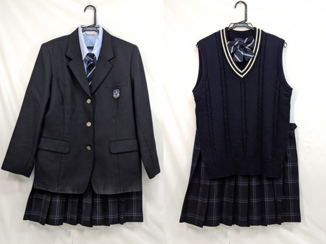 m86 兵庫県立伊丹高校 ブレザー+長袖シャツ+ニットベスト+冬服スカート 
