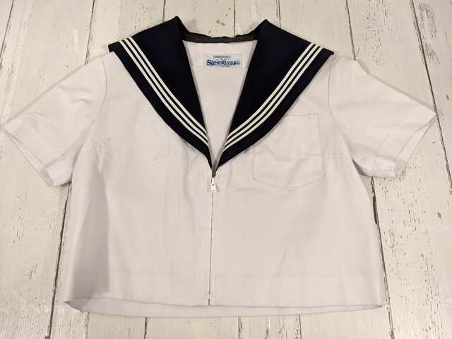 v78 愛知県 美和中学校 夏服セーラー服+冬服スカート/yt4098