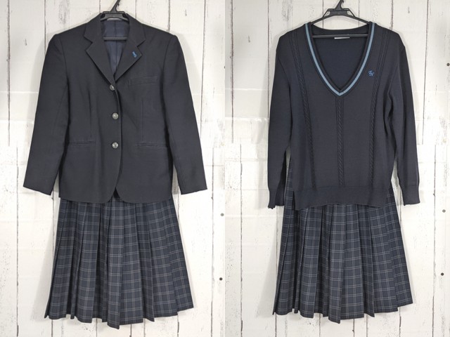 b35 北海道 札幌手稲高等学校 ブレザー+セーター+冬服スカート/yt4595