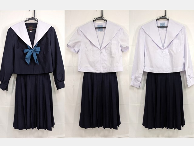 Y16 植田中学校 冬服・中間服・夏服セーラー服+冬服スカート+スカーフ