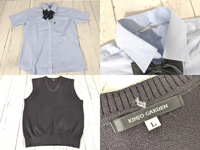 d62 錦城学園高等学校 ニットベスト+半袖シャツ+夏服スカート+リボン/yt4968【22HDC】