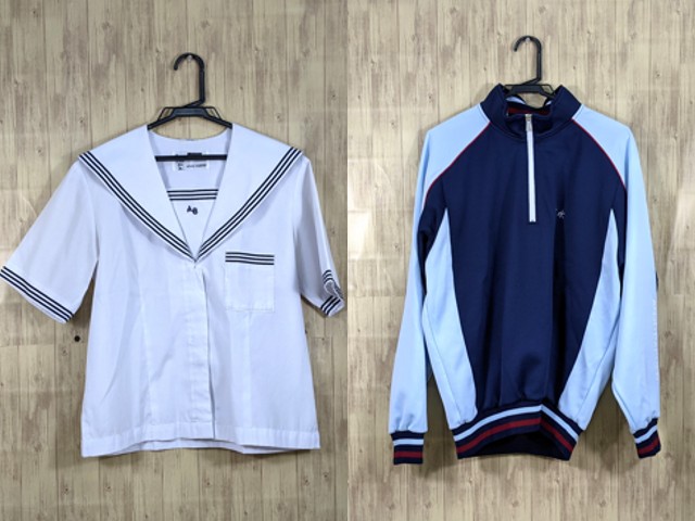 E95 愛知県 安城学園高校 夏服セーラー服+体操服 長袖ジャージ