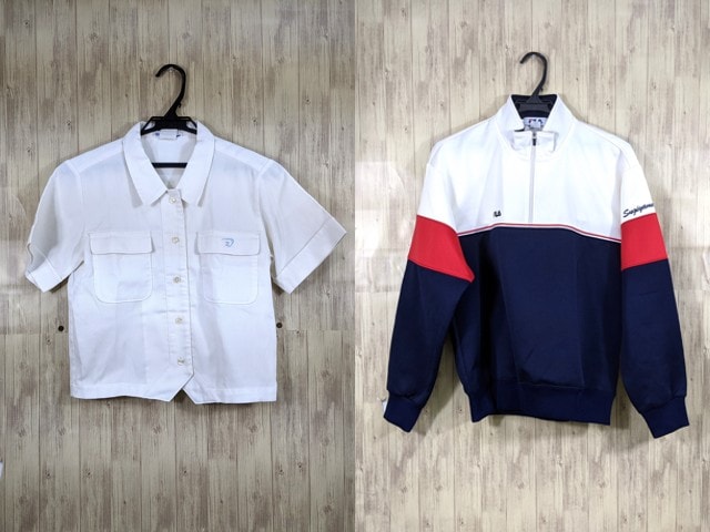 S01 愛知県 椙山女学園高校 夏服ブラウス+体操服長袖ジャージ/yt3696
