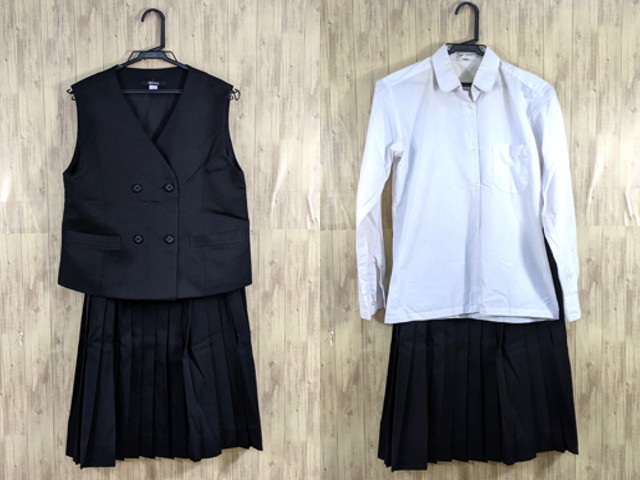 中学校?? 高校?? 長袖シャツ+ベスト+冬スカート/yt3400【7JXX】