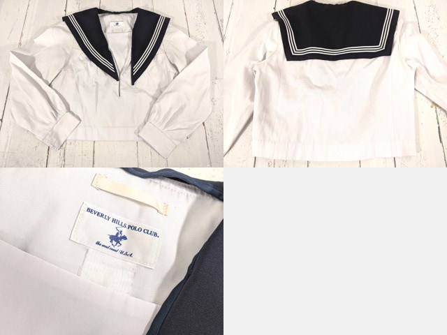 制服　JHS　夏用セーラー服　水色三本線＋水色吊りスカート 制服 JHS 夏用セーラー服 水色三本線＋水色吊りスカート の通販