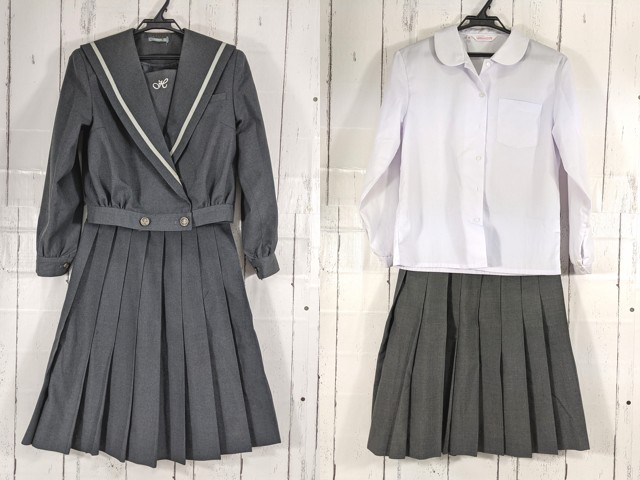 d89 兵庫県 三木東中学校 冬服セーラー服+長袖シャツ+夏服・冬服スカート/yt5033【25XKE】