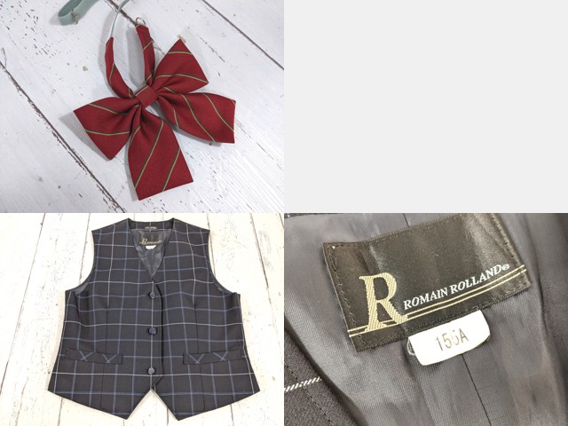 d68 東京都 日野第二中学校ブレザー+ベスト+夏服・冬服スカート+リボン/yt4971【25CKD】