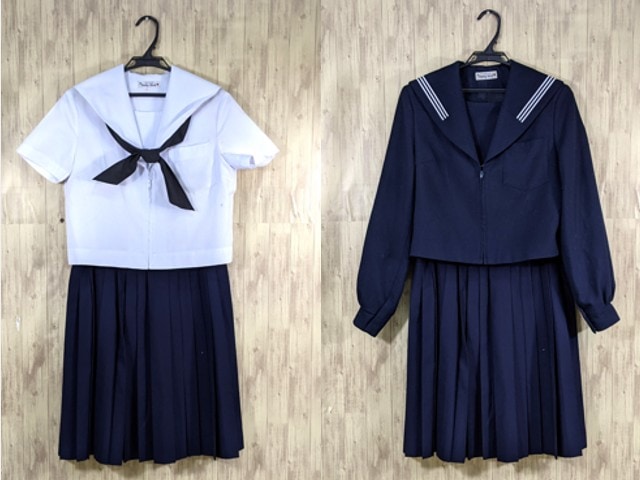 v78 愛知県 美和中学校 夏服セーラー服+冬服スカート/yt4098【6JEW  