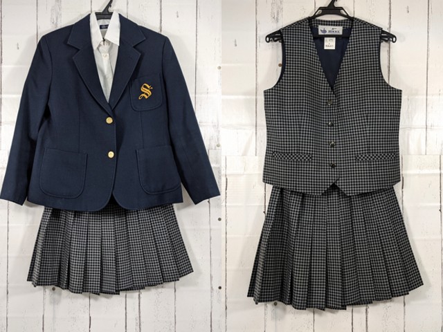 x59 茨城県立藤代紫水高校 ブレザー+長袖シャツ+ベスト+冬服スカート
