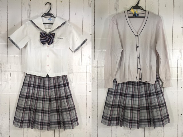 専用出品 栄北高校 制服 夏スカートとリボンの２点同梱 埼玉県 栄北高等学校 青系チェック夏スカートリボン＊R0131 | 夏