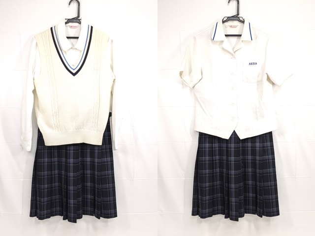 g06 聖心ウルスラ学園高校 夏服ブラウス+ニットベスト+夏服スカート/yt2288【5WCG】