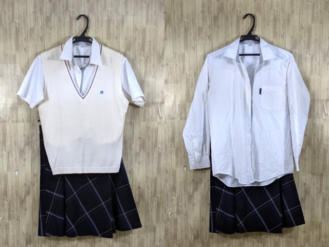 K07 愛知県 名古屋大谷高校 ニットベスト+半袖・長袖シャツ+夏服
