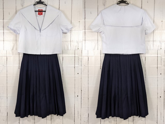 x45 愛知県 味岡中学校 夏服セーラー服+夏服スカート/yt4112