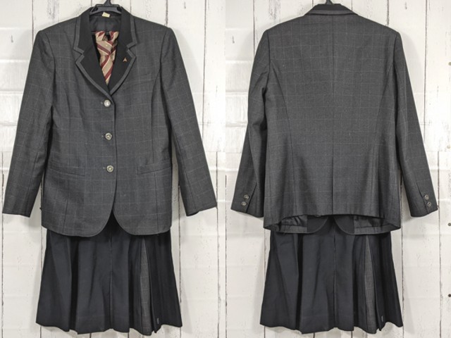 y56 京都府 山城高校 校章付きブレザー+夏服スカート+ネクタイ/yt4212【3XHEF】