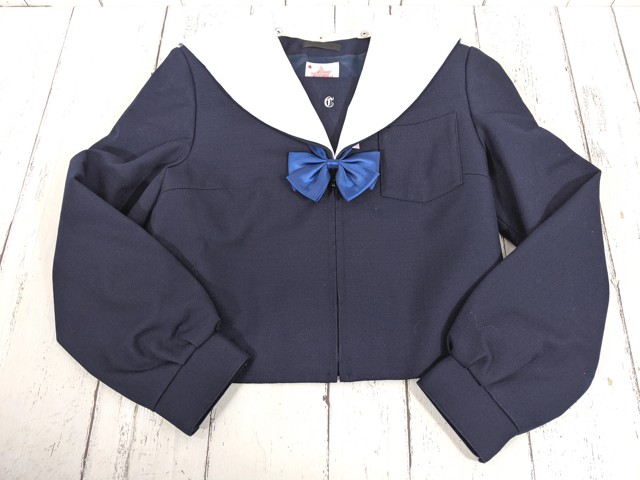 Z41 岐阜県 羽島市立中央中学校 冬服セーラー服+半袖ポロシャツ+夏服・冬服スカート+リボン/yt4350【1CJED】