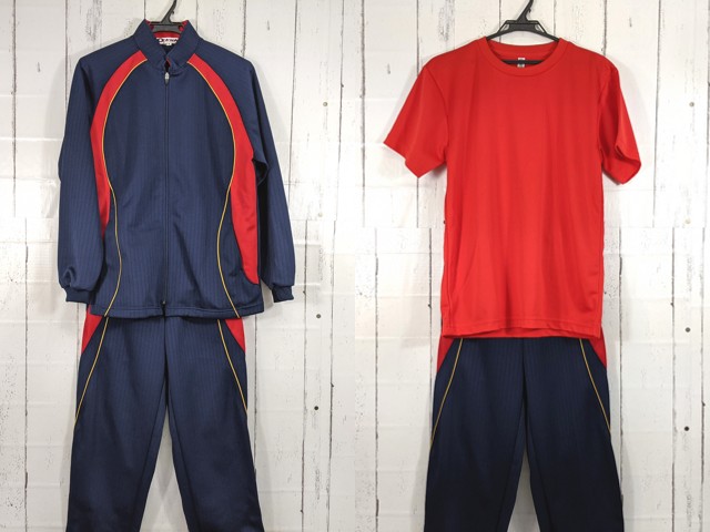 Z28 千葉県 わせがく高校 体操服 体操着 シャツ+長袖ジャージ上下/yt4351【6EJC】