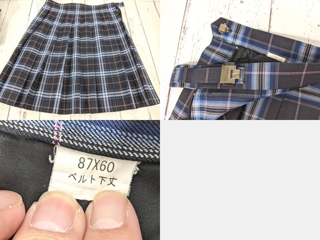d14 愛媛県 新居浜東高校 ブレザー+半袖シャツ+ニットベスト+冬服・夏服スカート+リボン/yt4890【28XWC】