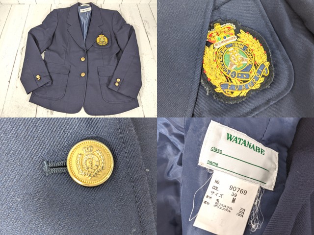 d92 静岡県立袋井商業高校 ブレザー+ニットベスト+夏服・冬服スカート+リボン/yt5043【25CKE】