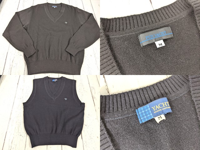 d70 東京都立白?貎高校 セーター+長袖シャツ+ニットベスト+夏服スカート+リボン/yt4980【3CJME】