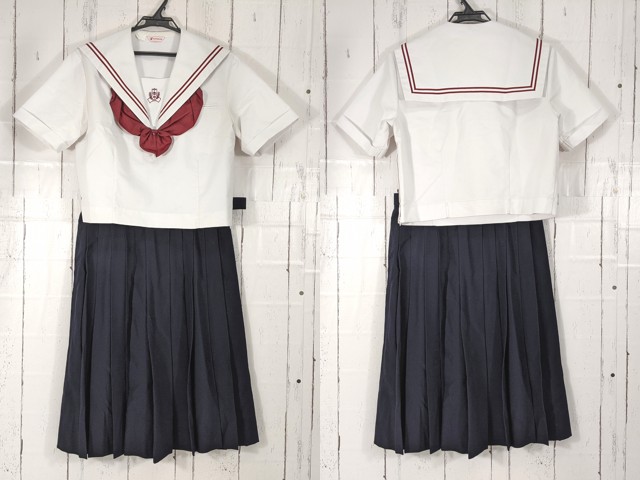 d96 千葉県 常盤平中学校 夏服セーラー服+夏服スカート+リボン/yt5046【15EKJ】