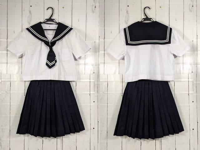 T2072 北海道 滝川江陵中学校 ネクタイ付き夏服セーラー服+夏服スカート/yt4019【7XJD】