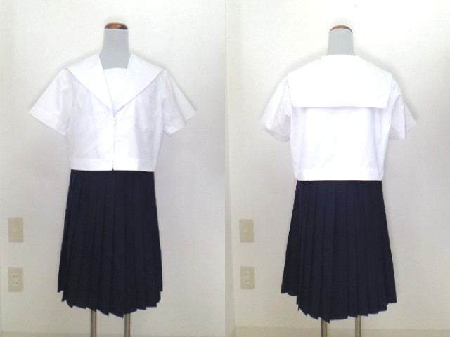 O280 (中古) 校名不明 セーラー服 上下セット ちか /155A/W60/丈