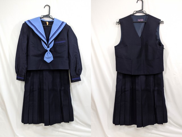 k30 上野芝中学校 ネクタイ付き冬服セーラー服+ベスト+冬服・夏服