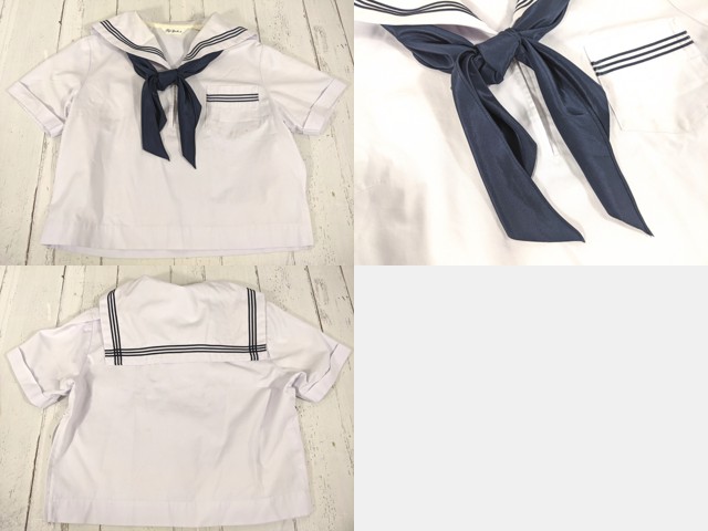 a47 兵庫県 河合中学校 冬服・夏服セーラー服+冬服スカート+スカーフ/yt4519【18EHV】