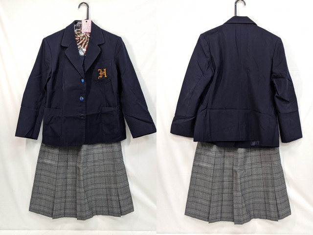 m44 中学校?? 高校?? ブレザー Mサイズ+冬服スカート+リボン/yt3033【4DKF】