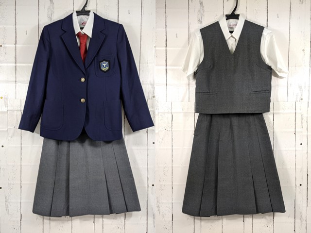 【栗陵中学】ブレザー＆スカート x81 北海道 稲陵中学校 ブレザー+半袖・長袖シャツ+ベスト+冬服
