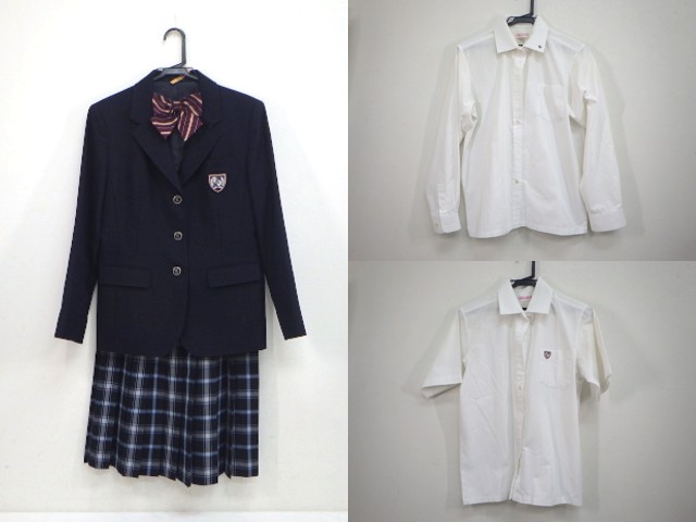 V78 愛知県 神丘中学校 ブレザー+半袖・長袖シャツ+夏服スカート+ 