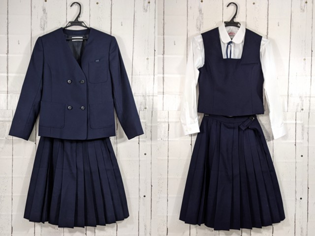 w54 北海道 琴似中学校 ブレザー+ベスト+冬服スカート+ループタイ