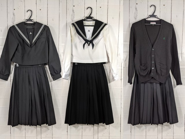 札幌稲雲高校　制服　上下セット x81 北海道札幌稲雲高校 冬服・中間服セーラー服+カーデガン+冬服