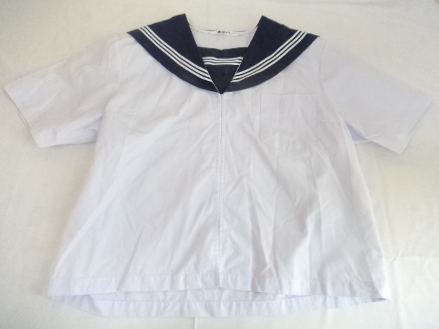 d30/富山 絹川中学校■夏服 半袖セーラー服 上着のみ 170 大きめ/og0236【22XA】