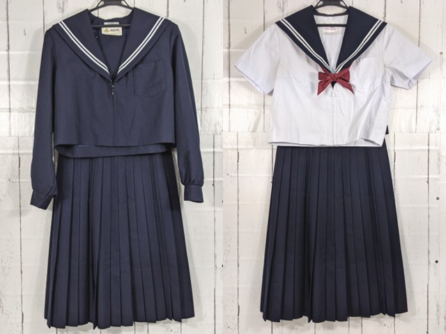P75 愛知県 北名古屋市立訓原中学校 冬服・夏服セーラー服+冬服スカート+スカーフ/yt4226【9EHC】 女子制服,中学校 中古