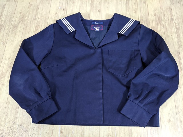 r01 島根県 川本高校 冬服セーラー服+冬服・夏服スカート/yt3626【55CM】