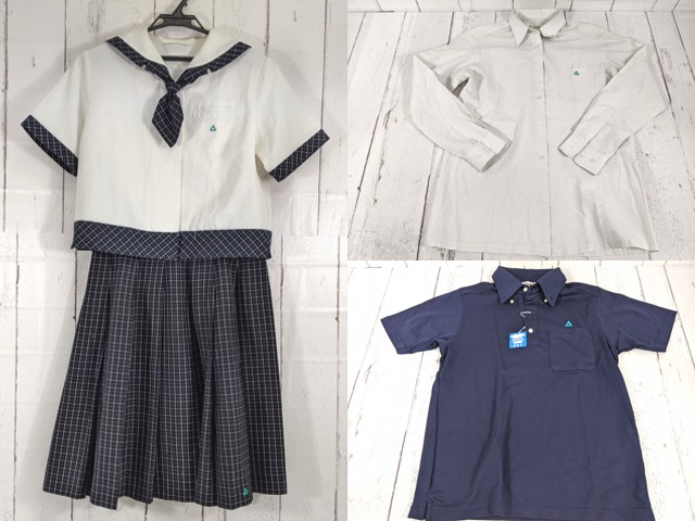 d80 茨城県 常磐大学高校 ネクタイ付き夏服セーラー服+長袖シャツ+半袖ポロシャツ+冬服スカート/yt4991【4CJVB】