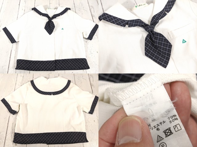 d80 茨城県 常磐大学高校 ネクタイ付き夏服セーラー服+長袖シャツ+半袖ポロシャツ+冬服スカート/yt4991【4CJVB】