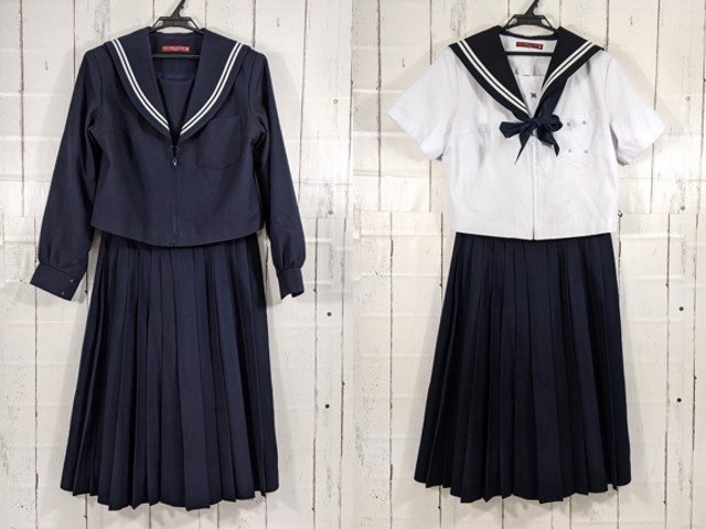N97 愛知県 御田中学校 冬服・夏服セーラー服+冬服スカート+スカーフ