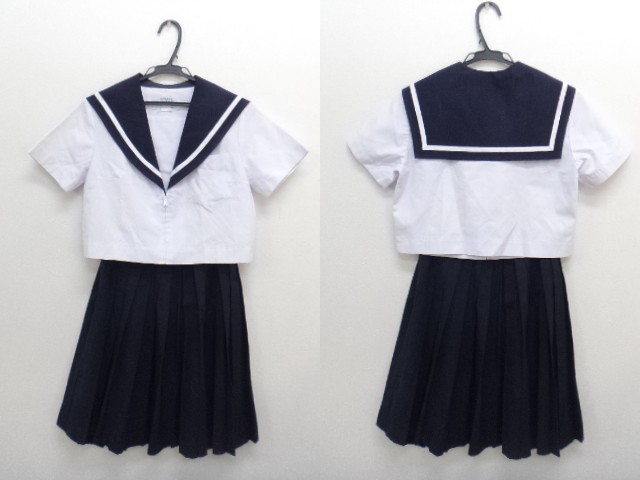 J09 愛知県 日進西中学校 夏服セーラー服+冬スカート/yt0905