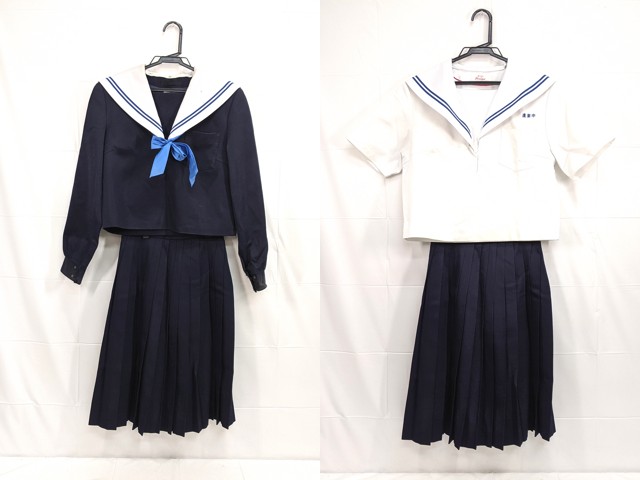 W59 豊田市立逢妻中学校 夏服・冬服セーラー服+ 冬服スカート+スカーフ