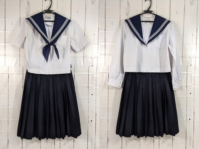 N69 愛知県 阿久比中学校 夏服・中間服セーラー服+夏服スカート+
