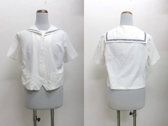 a87/愛知 私立桜花学園高校□セーラー服? 夏半袖ブラウスのみ