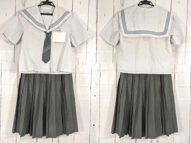 港川中学校ブレザー　 c74 沖縄県 港川中学校 ネクタイ付き夏服セーラー服+夏服スカート