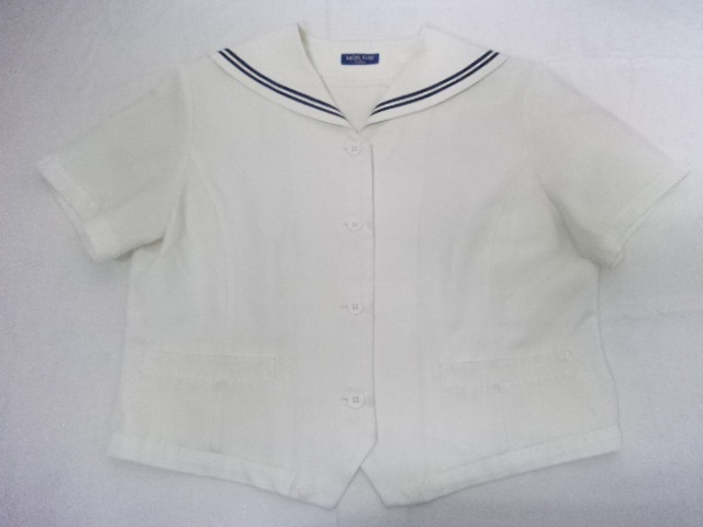 a87/愛知 私立桜花学園高校□セーラー服? 夏半袖ブラウスのみ サイズLR 
