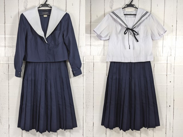 P12 愛知県 志段味中学校 冬服・夏服セーラー服+冬服スカート+