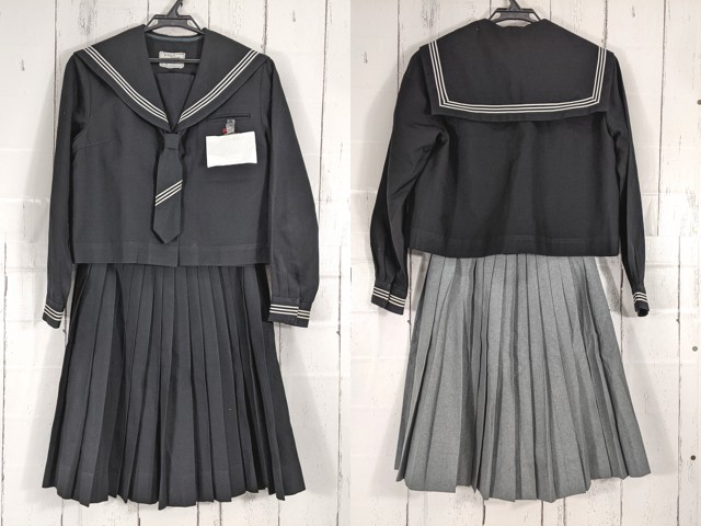 港川中学校ブレザー　 c74 沖縄県 港川中学校 ネクタイ付き冬服セーラー服+冬服・夏服